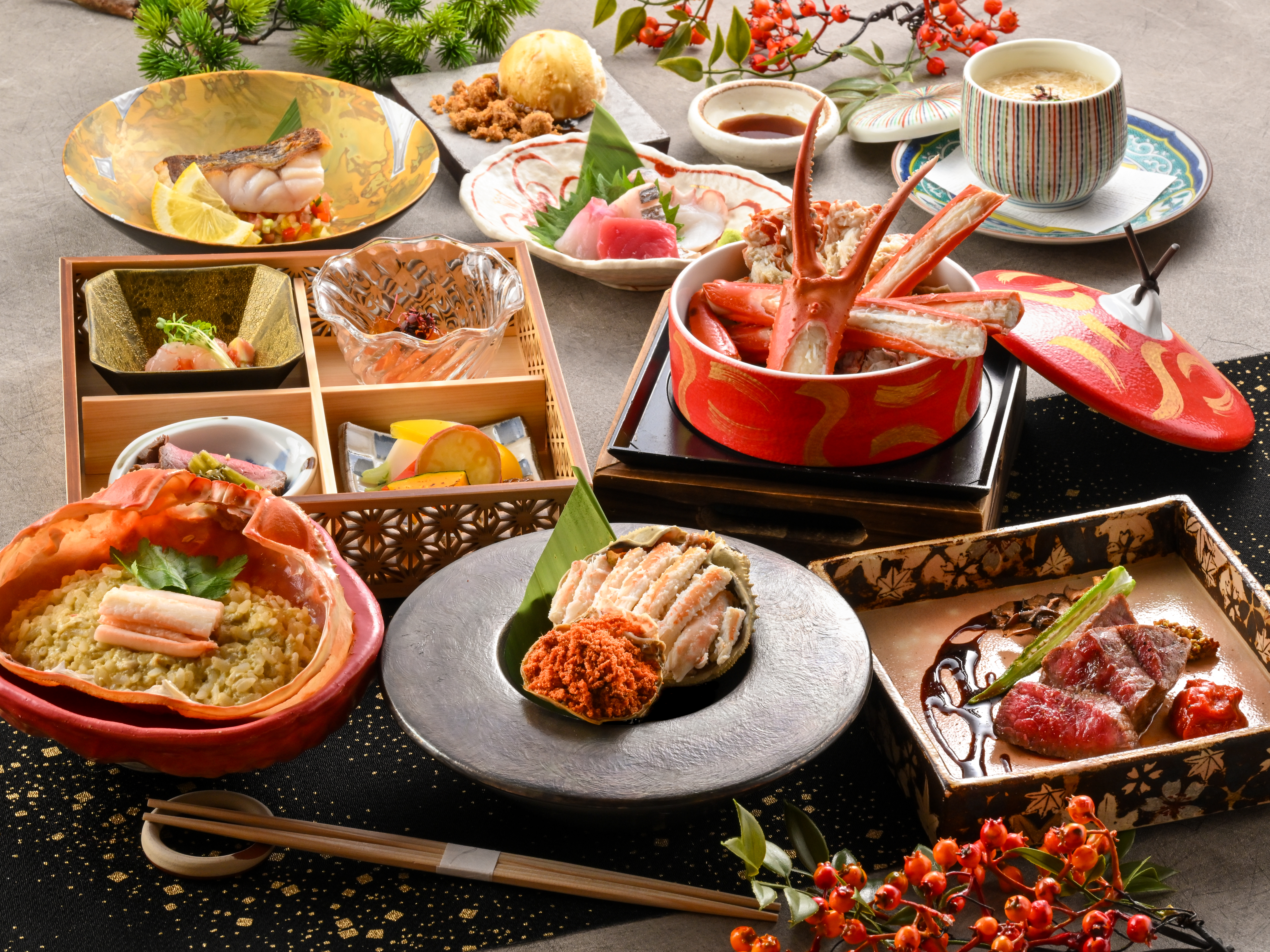 越前紅ズワイ蟹と福井の幸コース